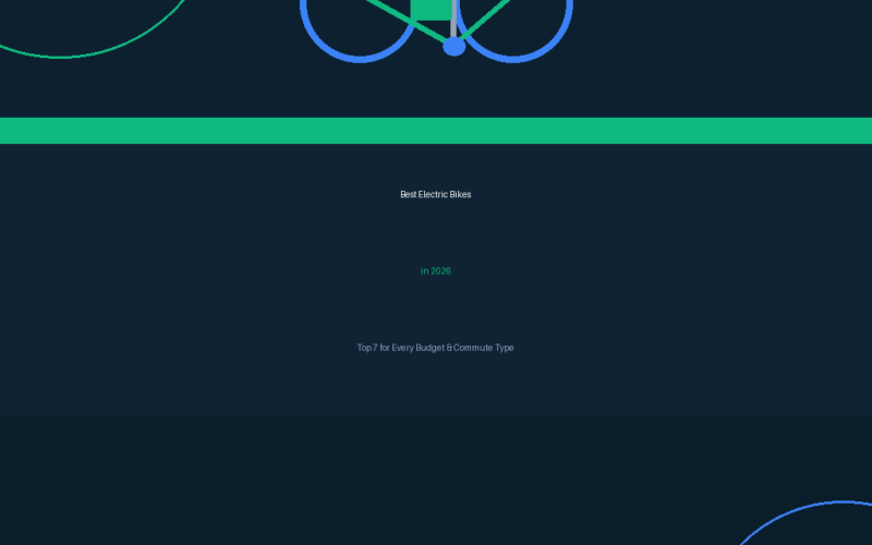 Featured image for GrabbedDeals titled Best Electric Bikes in 2026, showing a dark blue background with a minimalist green electric bike icon in the centre, a green buying guide tag in the top left and text highlighting the top 7 picks for every budget and commute type.