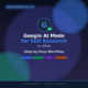 A featured promotional banner titled Google AI Mode for SEO Research in 2026: Step-by-Step Workflow on GrabbedDeals.com, displaying a prominent Google "G" icon with a green "AI" badge. The design features four colorful process pills labeled Deep Search, Query Fan-Out, RAG, and Topic Clusters set against a dark blue background with abstract teal and indigo gradient spheres.