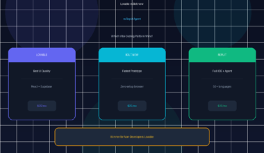 A comparison scorecard infographic titled AI CODING TOOLS COMPARISON 2026: Lovable vs Bolt.new vs Replit Agent under the subtitle Which Vibe Coding Platform Wins? on GrabbedDeals.com. The grid layout features three side-by-side color-coded product cards: LOVABLE (purple header, Best UI Quality, React + Supabase, $25/mo), BOLT.NEW (cyan header, Fastest Prototype, Zero-setup browser, $25/mo), and REPLIT (green header, Full IDE + Agent, 50+ languages, $25/mo). An orange landscape banner highlights Winner for Non-Developers: Lovable above a June 2026 footer timeline.