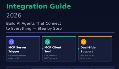 A featured promotional banner titled n8n + MCP Integration Guide 2026 under an AI WORKFLOW AUTOMATION category tag on GrabbedDeals.com, subtitled Build AI Agents That Connect to Everything — Step by Step. The grid layout features three side-by-side color-coded technical capability cards linked by arrows: MCP Server Trigger (Expose workflows as AI tools), MCP Client Tool (Call external MCP servers), and Dual-Side Support (n8n works as both ends). A lower compatibility bar highlights integration tags for Claude Desktop, Claude Code, Cursor, and Windsurf above a June 2026 timeline footer.